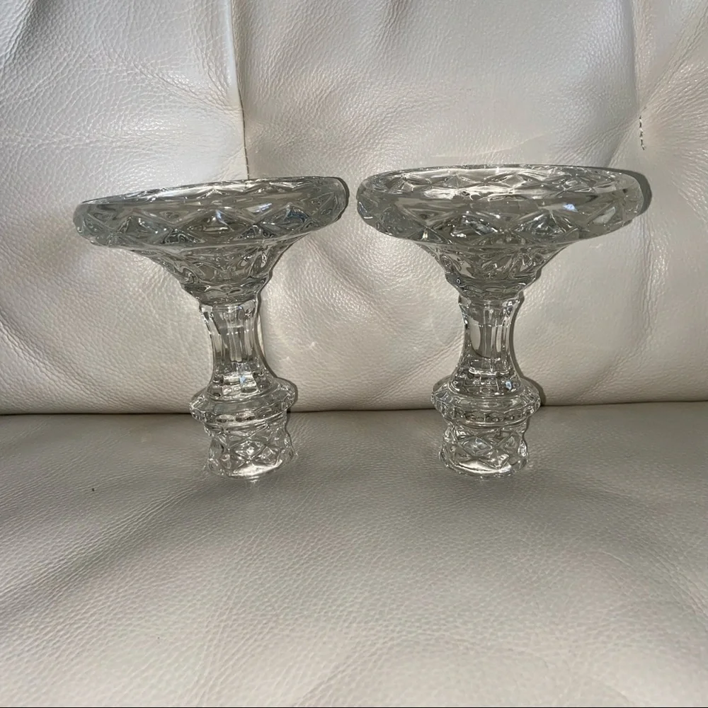 Vintage Crystal Pressed Glass Candlestick Holder